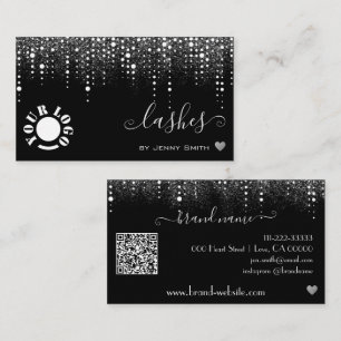 Carte De Visite Logo QR Modèle Jolies gouttes Parties scintillant 