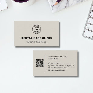 Carte De Visite Logo QR neutre de clinique dentaire professionnell
