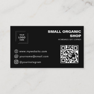Carte De Visite Logo QR noir Style de marque sur les médias sociau