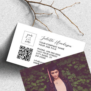 Carte De Visite Logo QR Photo Élégant Moderne Tout-en-un