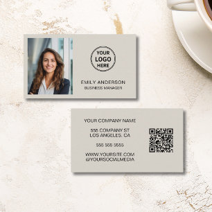 Carte De Visite Logo QR Photo Personnalisé Moderne Professionnel