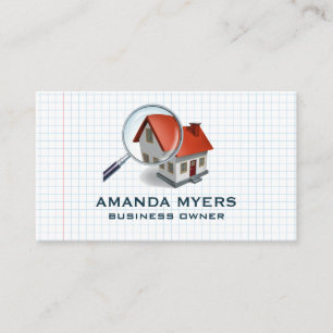 Carte De Visite Logo Recherche Accueil   Fond Papier Quadrillé
