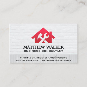 Carte De Visite Logo Red Home Wrench   Services de réparation mais