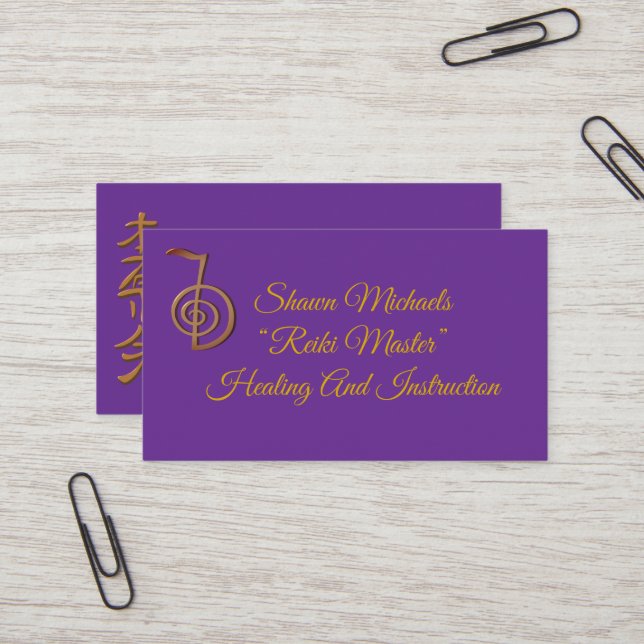 Carte De Visite Logo Reiki Master (Devant/Arrière en situation)