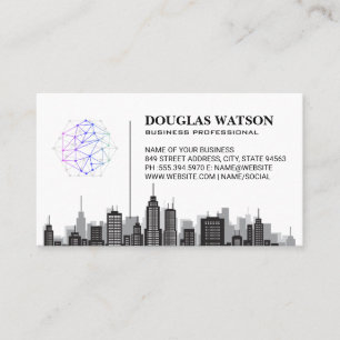Carte De Visite Logo réseau   Ville Skyline
