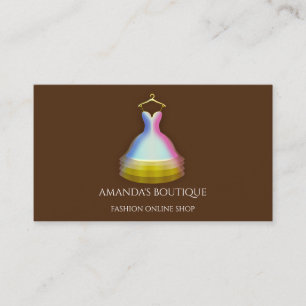 Carte De Visite Logo Robe Mode Boutique Événement Gold Brown
