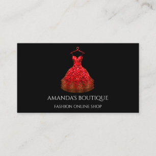 Carte De Visite Logo Robe Rouge Boutique de mode Boutique en ligne