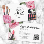 Carte De Visite Logo rose Artiste maquillage de beauté<br><div class="desc">Pleine de teintes vibrantes et de fleurs fantaisistes, cette impression est un festin visuel parfait pour les maquilleurs, les blogueurs de beauté, les influenceurs et tous ceux qui recherchent une touche d'élégance florale colorée avec un peu de glamour. L'avant dispose d'espace pour placer votre logo d'entreprise, ce qui le rend...</div>