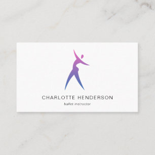 Carte De Visite Logo rose bleu Silhouette Dance School Academy