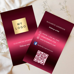 Carte De Visite Logo rose bordeaux Code Qr Facebook