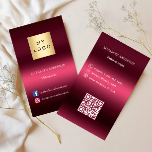 Carte De Visite Logo rose bourgogne Code Qr médias sociaux