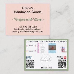 Carte De Visite Logo Rose et Sauge Codes QR Photos 3,5 x 2,5