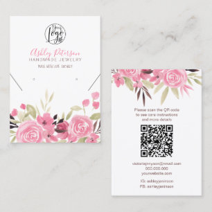 Carte De Visite Logo rose floral bijoux collier d'oreille code Qr