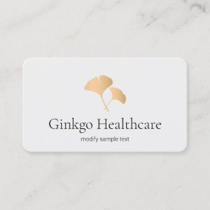 Carte De Visite Logo rose Gold Ginkgo Leaf