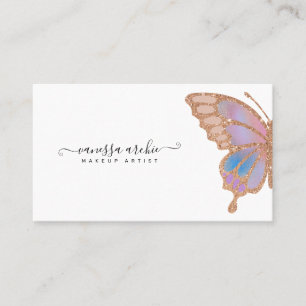 Carte De Visite Logo rose Gold Parties scintillant Rainbow Butfly