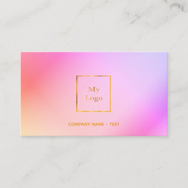 Carte De Visite Logo rose violet or arc-en-ciel élégant moderne (Devant)