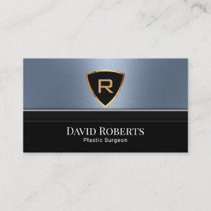 Carte De Visite Logo royal Gold Chirurgien en plastique Dusty Blue
