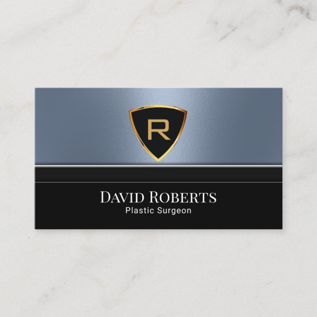 Carte De Visite Logo royal Gold Chirurgien en plastique Dusty Blue (Devant)