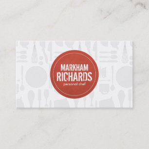 Carte De Visite Logo Rustic Red Circle pour Chef, Restauration, Bo
