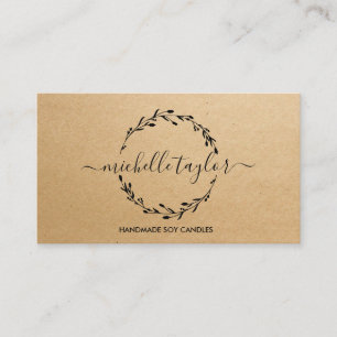 Carte De Visite Logo Rustique Classique Lavender Wreath Logo Kraft