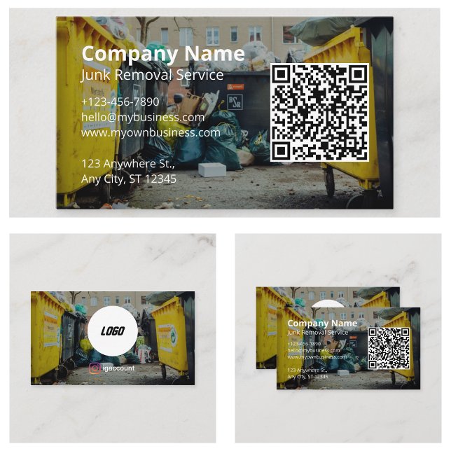 Carte De Visite Logo Services de bennes commerciales Élimination d (Commercial Dumpster Services Junk Removal Logo Business Card
)