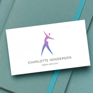 Carte De Visite Logo Silhouette Rose Bleu École de Danse Académie