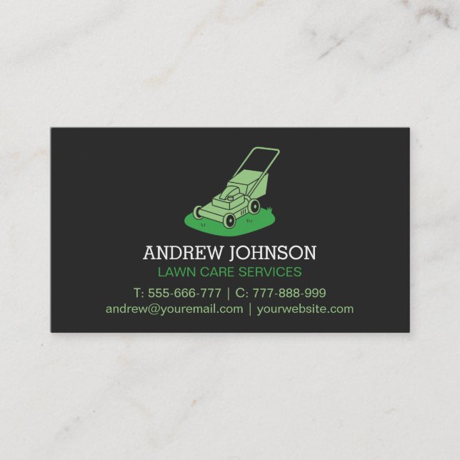 Carte De Visite Logo silhouette tondeuse à gazon Services de tonte (Devant)