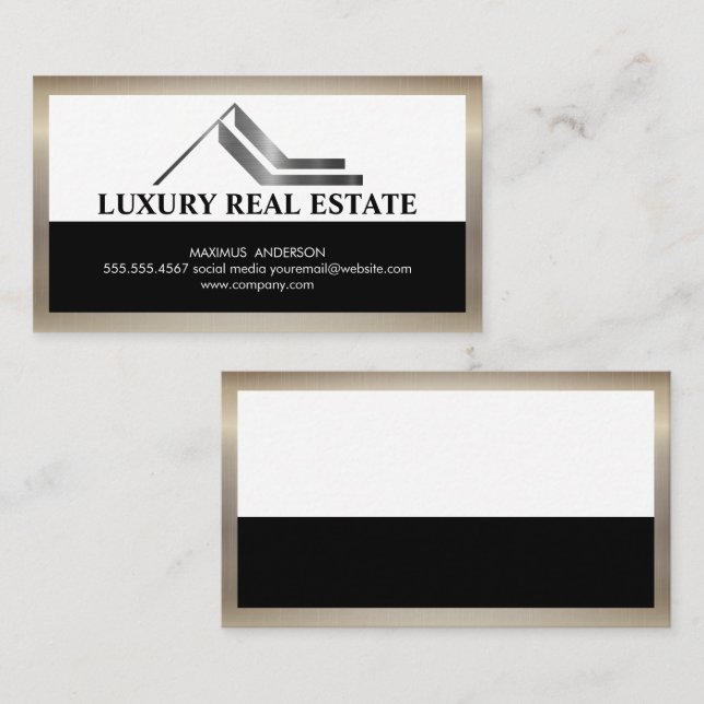 Carte De Visite Logo Silver Real Estate | Entreprise (Devant / Derrière)