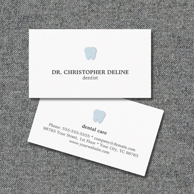 Carte De Visite Logo simple de dents blanches et bleues pour denti (Créateur téléchargé)