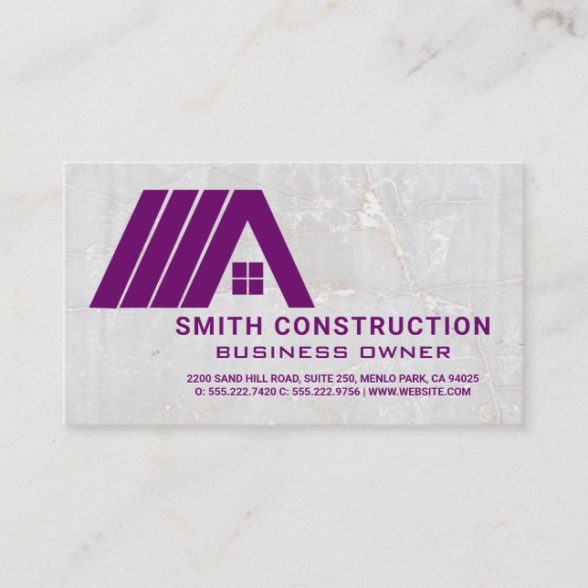 Carte De Visite Logo simple de l'agent immobilier violet | Fond en (Devant)