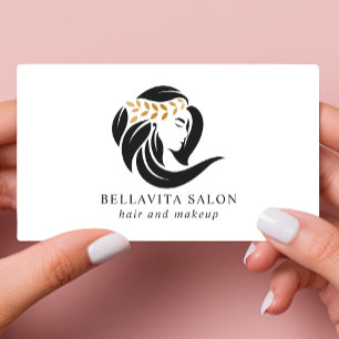 Carte De Visite Logo simple de salon de coiffure noir or coiffeur