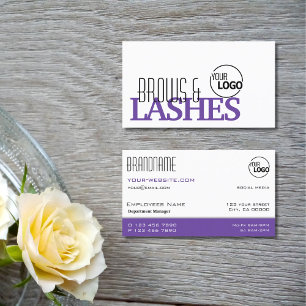 Carte De Visite Logo simple élégant blanc et violet professionnel