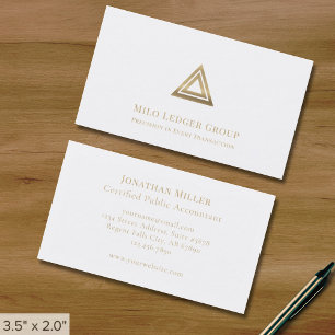 Carte De Visite Logo simple élégant triangle or blanc