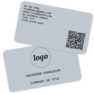 Carte De Visite Logo simple et code QR Poudre bleu