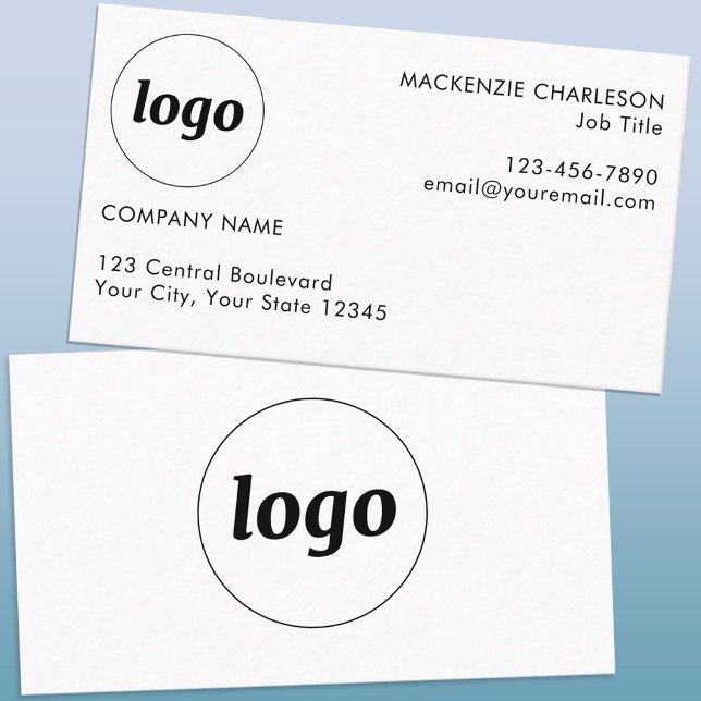 Carte De Visite Logo simple et texte (Logo with custom text simple minimalist business card)