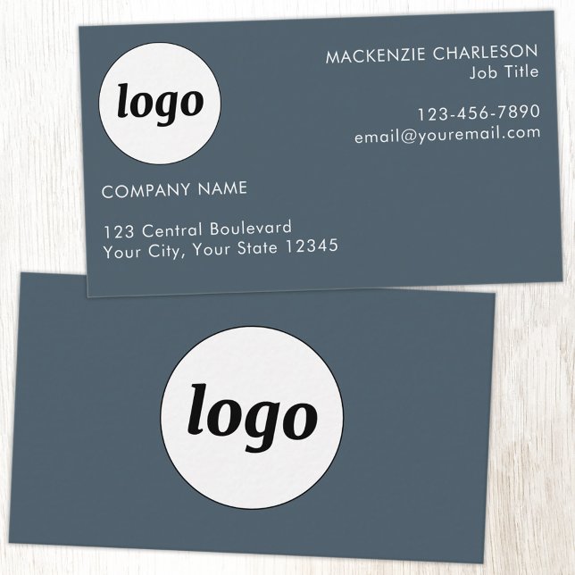 Carte De Visite Logo simple et texte gris charbon (Simple logo with custom text business branding promotional charcoal gray business card)