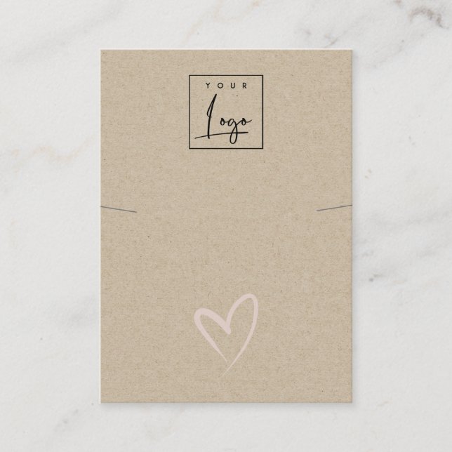 Carte De Visite Logo simple Kraft Blush Heart Collier Band (Devant)