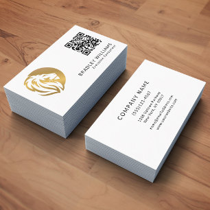Carte De Visite Logo simple Lion Or avec code QR