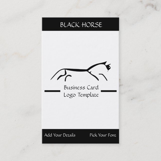 Carte De Visite Logo simple Logo - Modèle du logo Black Horse (Devant)