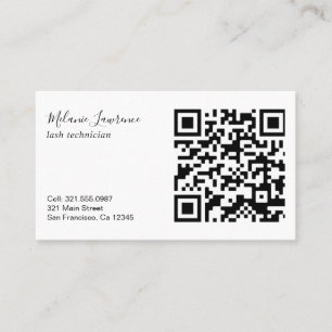 Carte De Visite Logo simple moderne noir et blanc Code QR
