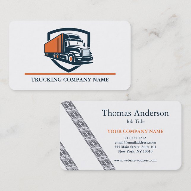Carte De Visite Logo Simple Moderne pour Conducteur de Camion Prof (Devant / Derrière)