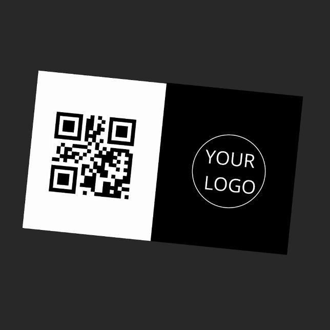 Carte De Visite Logo Simple Noir Et Blanc Qr Code Entreprise (Créateur téléchargé)