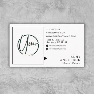 Carte De Visite Logo simple personnalisé Blanc professionnel