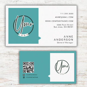 Carte De Visite Logo simple personnalisé Qr Code Corporation Turqu