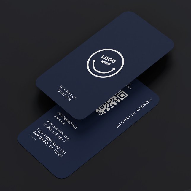 Carte De Visite Logo simple professionnel Dark Navy bleu moderne (Simple Professional Dark Navy Blue Modern Logo Business )