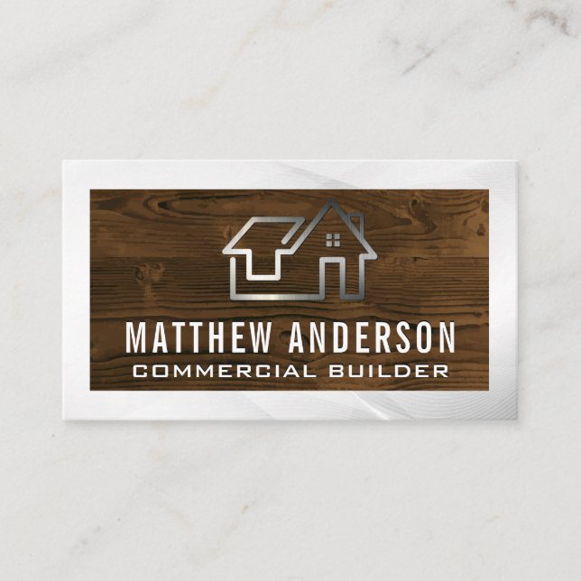 Carte De Visite Logo Sleek Home | Planches en bois (Devant)