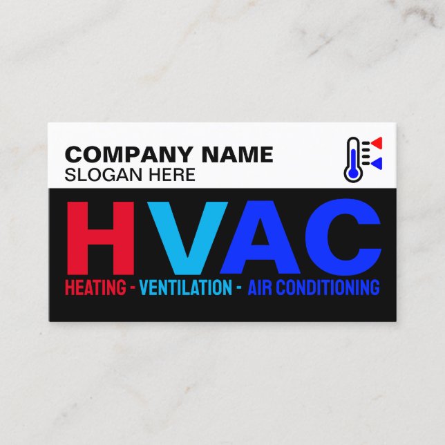 Carte De Visite Logo & Slogan professionnel de l'entreprise, HVAC  (Devant)