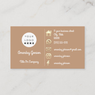 Carte De Visite Logo Social Media Gold QR Code Adresse Brown