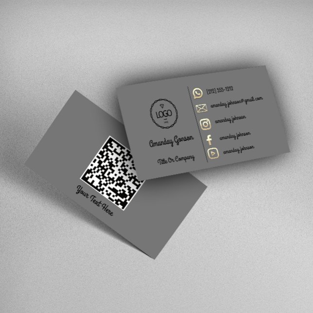 Carte De Visite Logo Social Media Gold QR Code Gold Graphite You (Logo Social Media Gold QR Code Gold Graphite You Business Card)