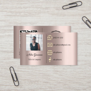Carte De Visite Logo Social Media QR Code Photo Custom Rose Blush